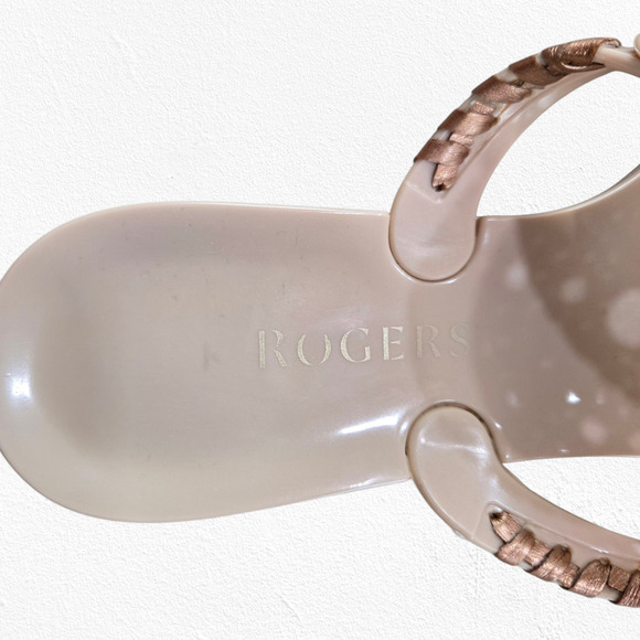 Jack Rogers Georgica Jelly Sandals Size 8 Blush Pink Rose Gold Thong Flip Flops - Picture 6 of 11